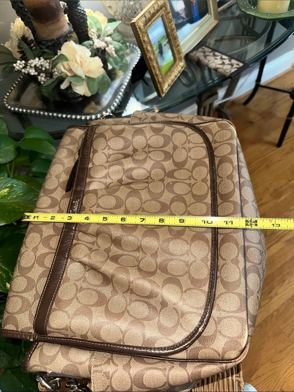 Coach Beige & Brown Signature Messenger Crossbody Baby Bag